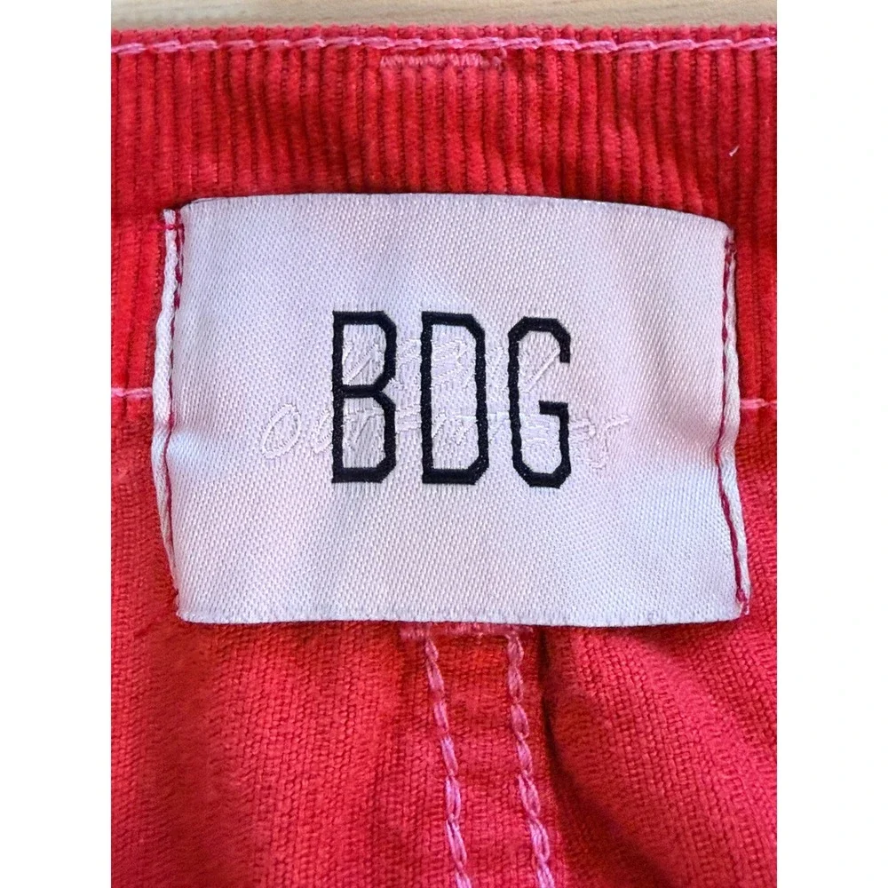 BDG Urban Outfitters Cowboy Jean Red Corduroy High Rise Raw Hem Pants Size 28